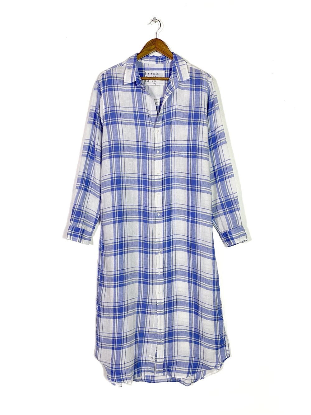 Frank & Eileen Rory Linen Maxi Shirt Dress Plaid - Picture 3 of 7
